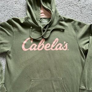 Cabelas Hoodie Womens Medium
Green Pink Pullover Hooded Sweatshirt Cotton Blend